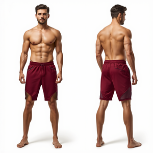 Pantalones Cortos Deportivos para Hombre, Diseño Moderno, Color Vino Tinto, Ropa Deportiva de Primera Calidad para Entrenamiento y Fitness - Product Image 3