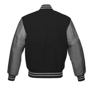 Customizable Letterman Varsity <b>Jackets</b>-Dark Black Wool Genuine Cow <b>Leather</b> Sleeves <b>Cheap</b> Patches Raw Processing <b>Jacket</b> - Product Image 2