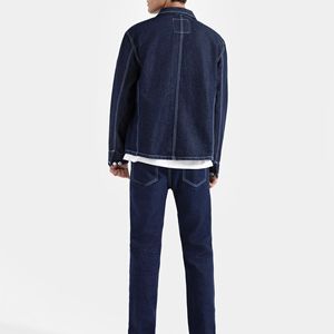 Chaqueta Vaquera Indigo Resistente para Primavera, Ropa Casual de Trabajo, Diseño Clásico con Botones, Múltiples Bolsillos, Ajuste Cómodo - Product Image 2