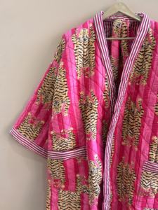 Bata Kimono Reversible Acolchada de Algodón Suave, Bata de Baño Unisex, Chaqueta Larga - Product Image 3