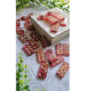 Juego de dominó doble seis de alta calidad, 28 Uds., Material de resina de madera MDF, divertido juego colorido con caja de madera para manualidades de madera, carteles de pared - Product Image 1