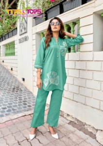 Dernière tenue de créateur à la demande Meilleure qualité supérieure et attrayante en coton de qualité supérieure avec broderie Ensemble coordonné Mode féminine - Product Image 3