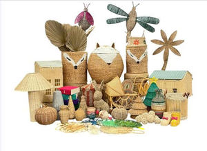 Décorations de Noël artisanales en bambou, rotin et jonc de mer, ornements de vacances naturels écologiques, décorations de Noël rustiques bohèmes - Product Image 5