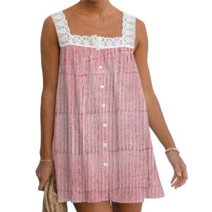 Vestido de Algodón Colección Verano 2026, Estilo Bohemio Occidental para Mujer de Oficina, Ropa de Club, Sexy, Midi, con Logo en la Espalda, para Uso Diario - Product Image 1