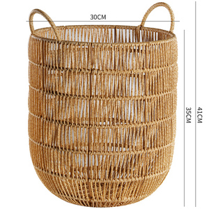 Cesta de mimbre hecha a mano para almacenamiento de ropa, cesta de bambú decorativa tejida - Product Image 5