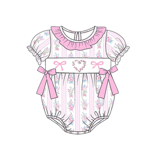 Personalización Niños Ropa <span class=keywords><strong>de</strong></span> bebé Manga corta Lazo Rosa Floral Pelele <span class=keywords><strong>de</strong></span> niña Día <span class=keywords><strong>de</strong></span> San Valentín Burbuja <span class=keywords><strong>de</strong></span> niña Ropa <span class=keywords><strong>de</strong></span> recién nacido - Product Image 1
