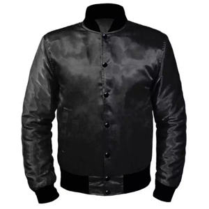 Veste de baseball en satin noir de qualité supérieure pour hommes, haute qualité, fabrication OEM, col montant, enduit d'hiver réversible et léger - Product Image 6