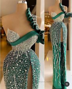 Custom Women's High Quality Summer Luxury Floor-Length Mermaid Silhouette Beaded Breathable Mesh Dresses Wholesale Low Evening - Product Image 1
