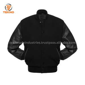 Vestes universitaires unisexes brodées de haute qualité à impression personnalisée Vestes Letterman de baseball fabriquées à partir de tissu en cuir Service OEM - Product Image 4