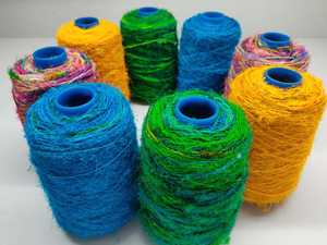 ไหมพรมทำด้วยมือ100% เป็นมิตรต่อสิ่งแวดล้อมผ้าทอศิลปะทำจาก macrame นำกลับมาใช้ใหม่เครื่องประดับถักด้วยมือย้อมสีอย่างดี - Product Image 6