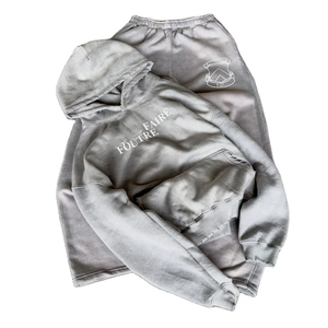 ชุดวอร์มกางเกงเอวสองชั้นแบบสวมหัวผ้าฝรั่งเศสระบายอากาศได้ดีปักลายกรดเสื้อมีฮู้ด - Product Image 1