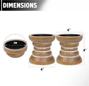 Handmade Wooden <b>Candle</b> Holders | Vintage Pillar <b>Candle</b> Stand <b>Set</b> | Rustic Home Decor - Product Image 4