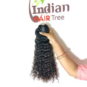 Extensions de cheveux humains indiens de qualité supérieure à 100%, bouclés, cuticules alignées, vierges, bon marché, couleur noire naturelle, en vente - Product Image 6