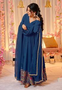 Vesta Exports Designer de luxe Dhoti Costume fait à la main décontracté de haute qualité Vêtements Automne Doublure en soie Fil-Paillettes Broderie Dentelle - Product Image 6