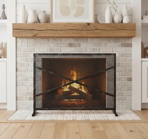 Modern Crossbar Design Metal Fireplace <b>Screen</b> Heavy Duty Mesh Spark Guard Freestanding Hearth <b>Protector</b> for Indoor Use - Product Image 2