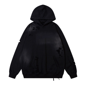 Sudadera de felpa francesa de gran tamaño de alta calidad con relieve sin cuerda Material de algodón Sudaderas con capucha vintage de lavado ácido personalizadas de peso pesado - Product Image 1