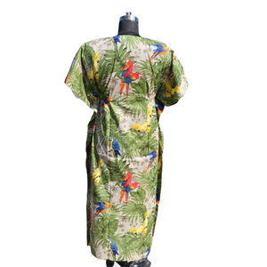 Kaftan Algodón Mujeres Handblock Floral Impreso Robe Sleepwear Maxi Dress - Product Image 5