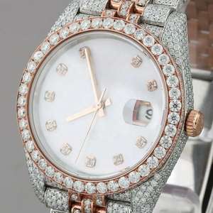 2025 personnalisé entièrement glacé diamant montre avec plein argent luxe personnaliser automatique mécanique montres avec pour hommes - Product Image 5