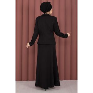 Conjunto de Dos Piezas de Blazer y Falda Estilo Business Casual en Negro con Decoración de Botones - Product Image 6