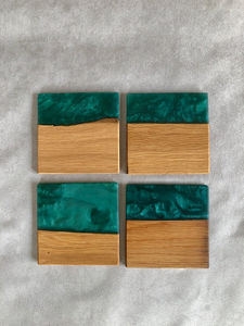 แผ่นรองแก้วพรีเมี่ยมทำด้วยมือ6ชุดแผ่นรองแก้วไม้และหินอ่อนสำหรับใช้ในบ้านสำนักงานและห้องครัว - Product Image 3