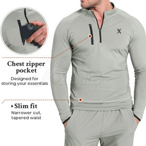 Sweat à capuche d'hiver durable, doux, respirant, demi-zip, coupe ajustée, écologique, pour l'entraînement sportif et l'usage quotidien actif - Product Image 2
