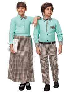 Uniformes internacionales de escuela primaria y secundaria Unisex cuello de contraste y mangas pantalón inferior y pantalones cortos para niños y niñas - Product Image 2
