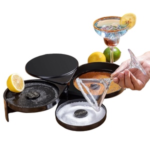 Barra de borde de vidrio de azúcar y sal de plástico de 3 niveles, accesorios giratorios y portátiles para hacer cócteles - Product Image 1