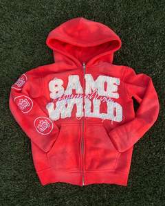 ฮู้ดซิปซักกรดสไตล์วินเทจสำหรับผู้ชายผ้าคอตตอน100% ผสมกับผ้าปะติดแบบมีความทุกข์สำหรับสวมใส่ในฤดูหนาวออกแบบได้ตามต้องการ - Product Image 4