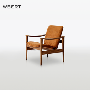 Silla de Muebles de Tela Marrón Lijun de Lujo Italiano Moderno WBERT, Madera de Fresno Blanco Sólida para Sala de Estar y Balcón - Product Image 2