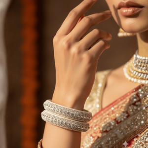 <b>Set</b> of 2 Crystal-Studded Lac <b>Bangles</b> Elegant Crystal Bracelets & <b>Bangles</b> - Product Image 1