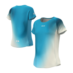 T-shirt de course sur sentier ajusté et respirant pour femme avec logo et détails en mesh Aqua - Product Image 5