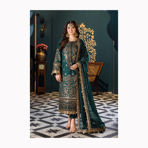 Traditional Indian Embroidered Salwar Kameez Dress 10 <b>Wedding</b> Flared <b>Trouser</b> Organza Dupatta <b>Suit</b> Pakistani Lehenga Choli Style - Product Image 4