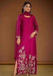 2025@Women's Stunning Embroidery <b>on</b> Long Kurta, Pant 7 Dupatta Suits with Embellished Dabka, Stone, <b>Glass</b> Beads, Pearls work - Product Image 2