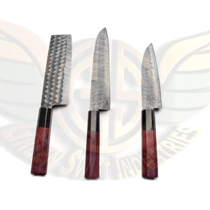 Custom Handmade Eco-Friendly Damascus Steel Professional Chef Kitchen <b>Knife</b> <b>Set</b>-5 Pcs with Leather Pouch-GREEN SWIFT INDUSTRIES - Product Image 2