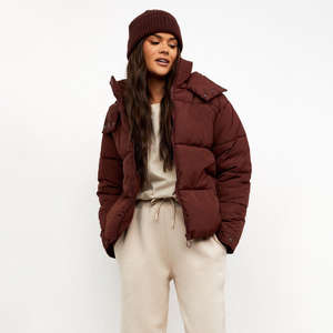 New Design Zip up <b>Waterproof</b> Down Jackets Custom Logo <b>Winter</b> Bubble Jacket <b>Women</b> Crop Padded Puffer Jacket - Product Image 1