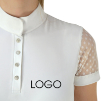 Fabricant en gros, personnalisation de vêtements équestres, tissu respirant, chemises de compétition d'équitation pour femmes, manches courtes
