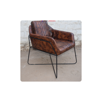 Chaise de canapé en cuir véritable vintage industriel pour le salon chambre à coucher hôtel-meubles en bois de style loisirs-prix de gros