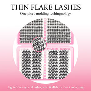 Cils en bande complète Curly C en fibres végétales, fabriqués à la machine, avec bande en coton noir, épaisseurs variées, double face, livre de présentation de cils - Product Image 5