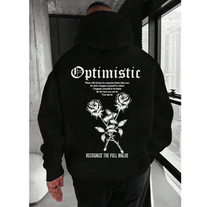 Sweat à capuche surdimensionné d'hiver avec poches kangourou zippées imprimées sur le devant et poignets à ourlet côtelé Épaules tombantes noires-Service OEM - Product Image 4