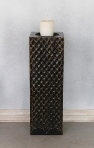 Bougeoir en bois à six colonnes, idéal pour la décoration intérieure, centre de table et éclairage festif, fabriqué à la main en Inde - Product Image 4