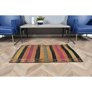 2.2x3.7 ft Kilim Rug, Vintage Turkish Rug, Brown <b>Yellow</b> Floral Rug - Product Image 3