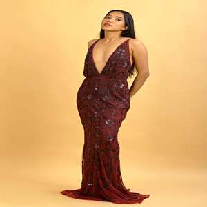 ชุดราตรีดีไซน์เนอร์ประดับตกแต่งด้วยมือ |   ชุดเดรสประดับเลื่อมและลูกปัดคุณภาพสูงสำหรับงานแต่งงานริมชายหาด งานอีเว้นท์รีสอร์ท และการส่งออกจำนวนมาก - Product Image 1