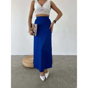 Satin for Scuba Flared <b>Skirt</b> with <b>Elastic</b> Waist-Scuba Flared Satin <b>Skirt</b> - Product Image 5