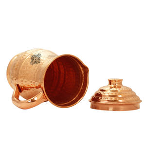 IndianArtVilla Jarra de diseño martillado de cobre puro con tapa-1280 ML para almacenamiento y servicio - Product Image 2