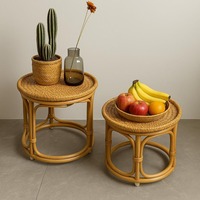 Belle table en rotin petit cercle en gros artisanat en osier naturel tables basses et thé rondes pour l'exportation