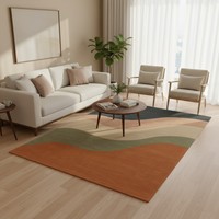 Modern Luxury Hand Knotted Wool Rug Customized Size Washable Non-Slip Rubber Backing Flat Pile for Home Use Elegant Rug Sets