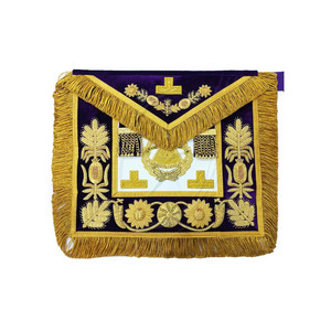 BRODERIE À MAIN EN OR VIOLET-TABLIER GRAND MASTER BLUE LODGE Fournisseur de tabliers maçonniques à séchage rapide - Product Image 1