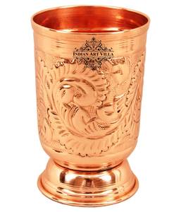 แก้วทองแดงบริสุทธิ์ของดีไซน์เนอร์พร้อมก้นภาชนะใส่เครื่องดื่มและอุปกรณ์เสิร์ฟ - Product Image 1