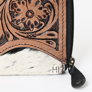 Cartera Bifold de Cuero Vacuno de Lujo con Borla, Cierre de Cremallera, Bloqueo RFID y Diseño Floral Vintage - Product Image 3