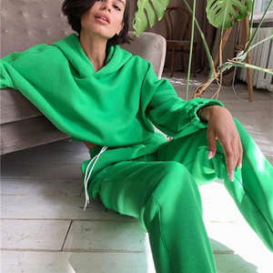 Ensemble de survêtement deux pièces pour femmes, sweat-shirt à capuche personnalisé, pantalon de survêtement de couleur vierge, sweat à capuche unisexe ample surdimensionné - Product Image 4